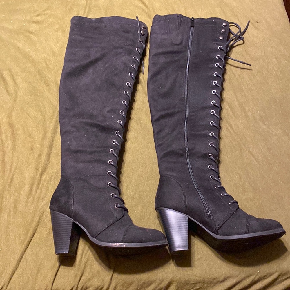 Suede knee high boots